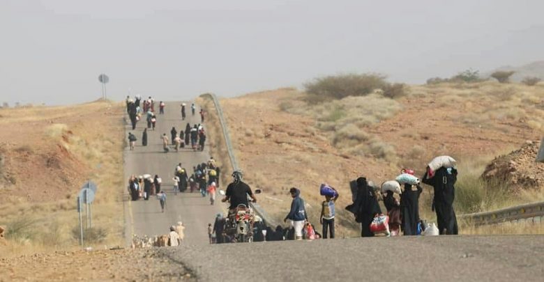 إفتتاح مخيم الأمل لنازحي حجور بمنطقة الجفينة في مأرب