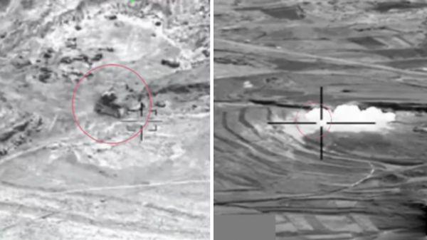 بالفيديو.. شاهد عملية استهداف دقيقة لأحد موقع تجهيز إطلاق الطائرات الحوثية المفخخة