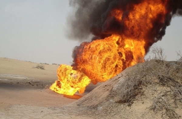 عناصر تخريبية يفجرون أنبوب النفط الخام في محافظة شبوة
