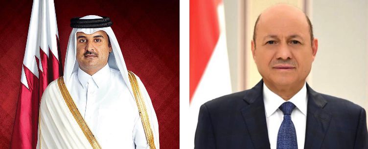 رئيس مجلس القيادة الرئاسي يتلقى برقيتي تهنئة من أمير قطر ونائبه